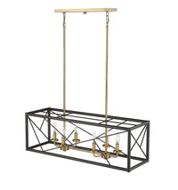 11'' Surrey Matte Black/Vintage Brass 6 Light Linear Chandelier