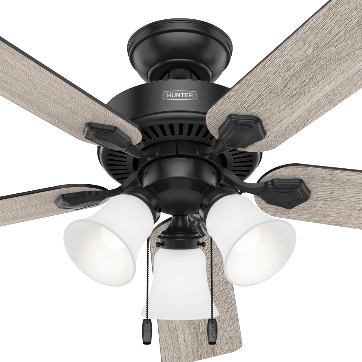 52 inch Swanson Matte Black Ceiling Fan with LED Light Kit