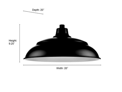20'' Satin Black Aluminum R Series Aluminum Warehouse Shade