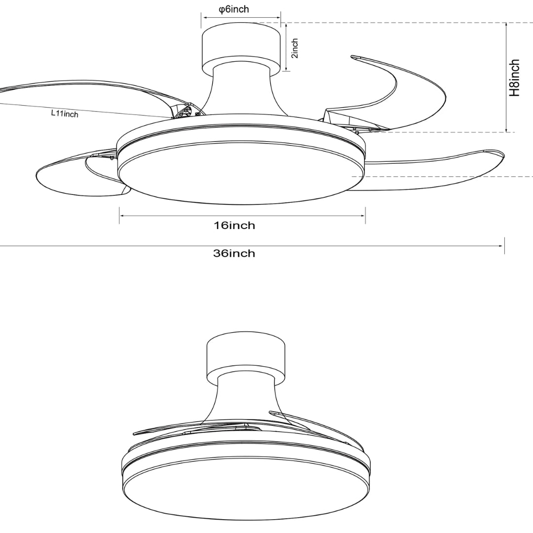 36 Inch Oil Rubbed Bronze Retractable Blade Ceiling Fan