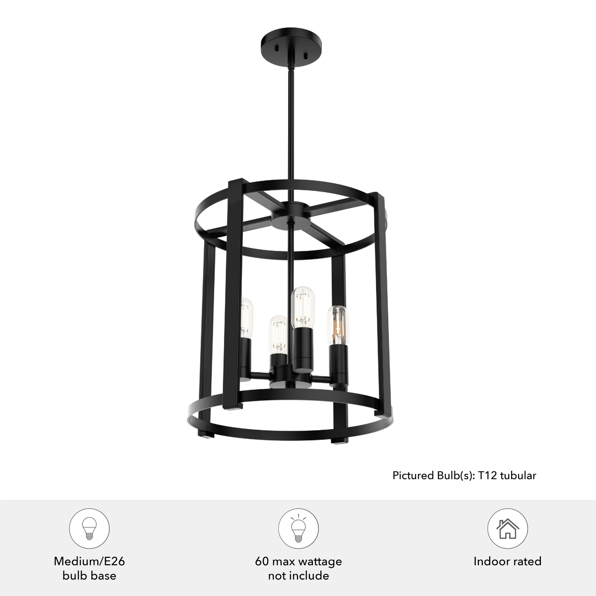 Astwood 16-inch 4-light Matte Black Drum Chandelier
