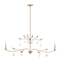 Presley 56-inch 2-light Champagne Gold Linear Chandelier with Clear Glass Drops and White Linen Shades