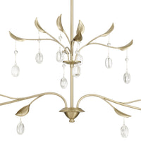 Presley 56-inch 2-light Champagne Gold Linear Chandelier with Clear Glass Drops and White Linen Shades