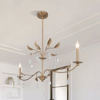 Presley 56-inch 2-light Champagne Gold Linear Chandelier with Clear Glass Drops and White Linen Shades