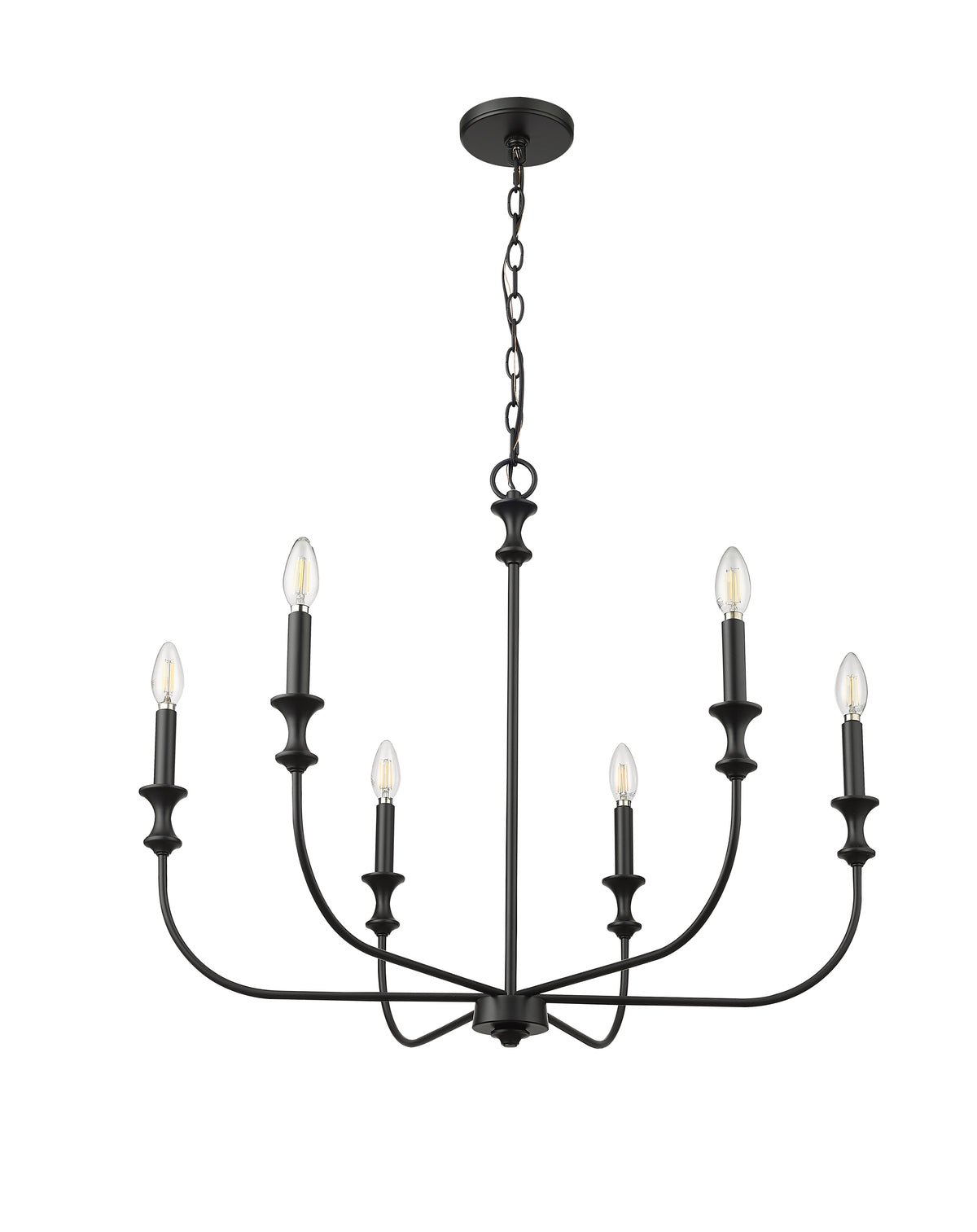 25'' Savanne Matte Black 6 Light Chandelier