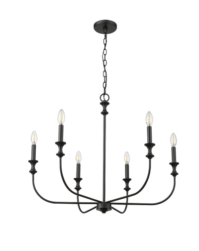 25'' Savanne Matte Black 6 Light Chandelier