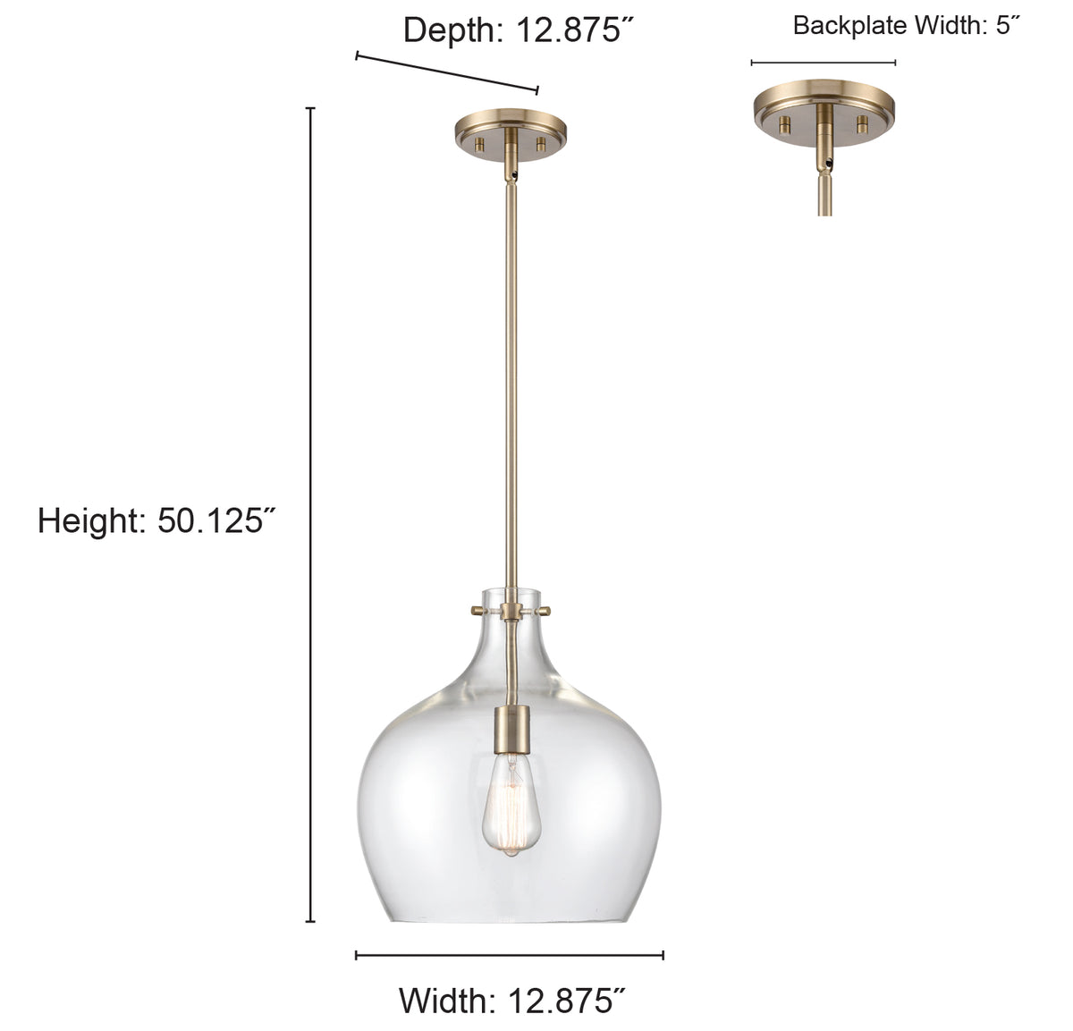 13-inch Matte Black 1-Light Pendant Light