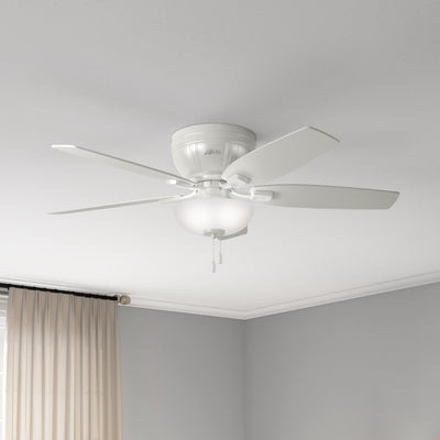 52 inch Kenbridge Fresh White Low Profile Ceiling Fan with LED Light Kit and Pull Chain
