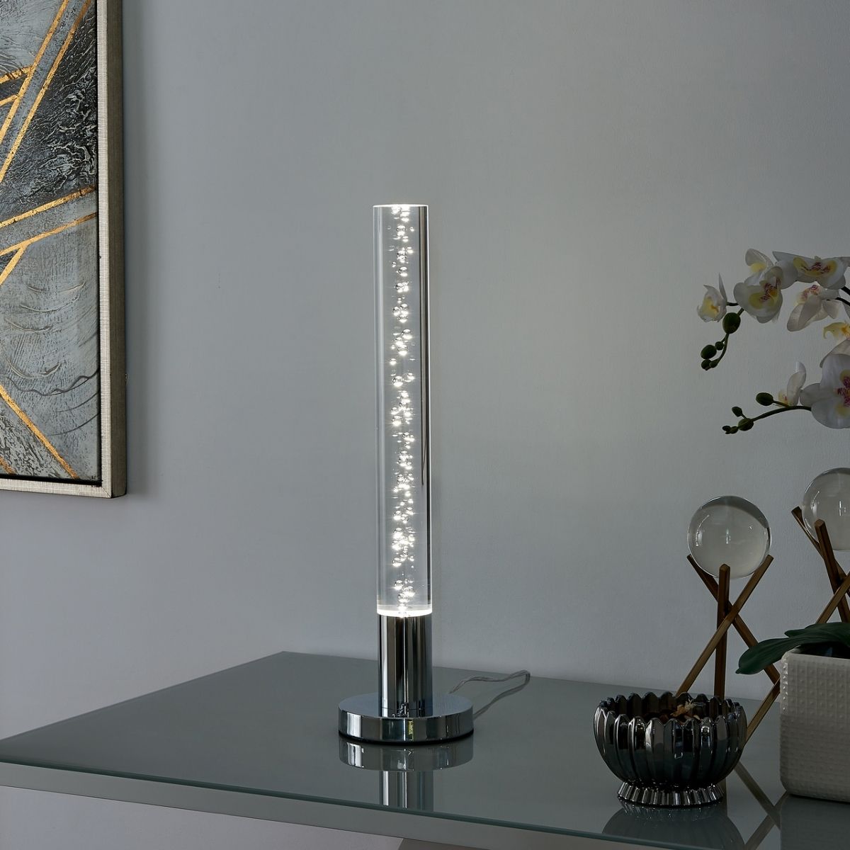 Acrylic Cylinder Table Lamp | 1 Light with Touch Switch