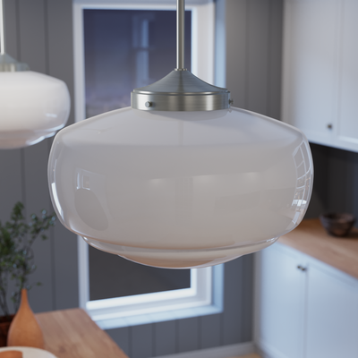 Saddle Creek 16-inch 1-light Brushed Nickel Schoolhouse Pendant with Cased White Glass