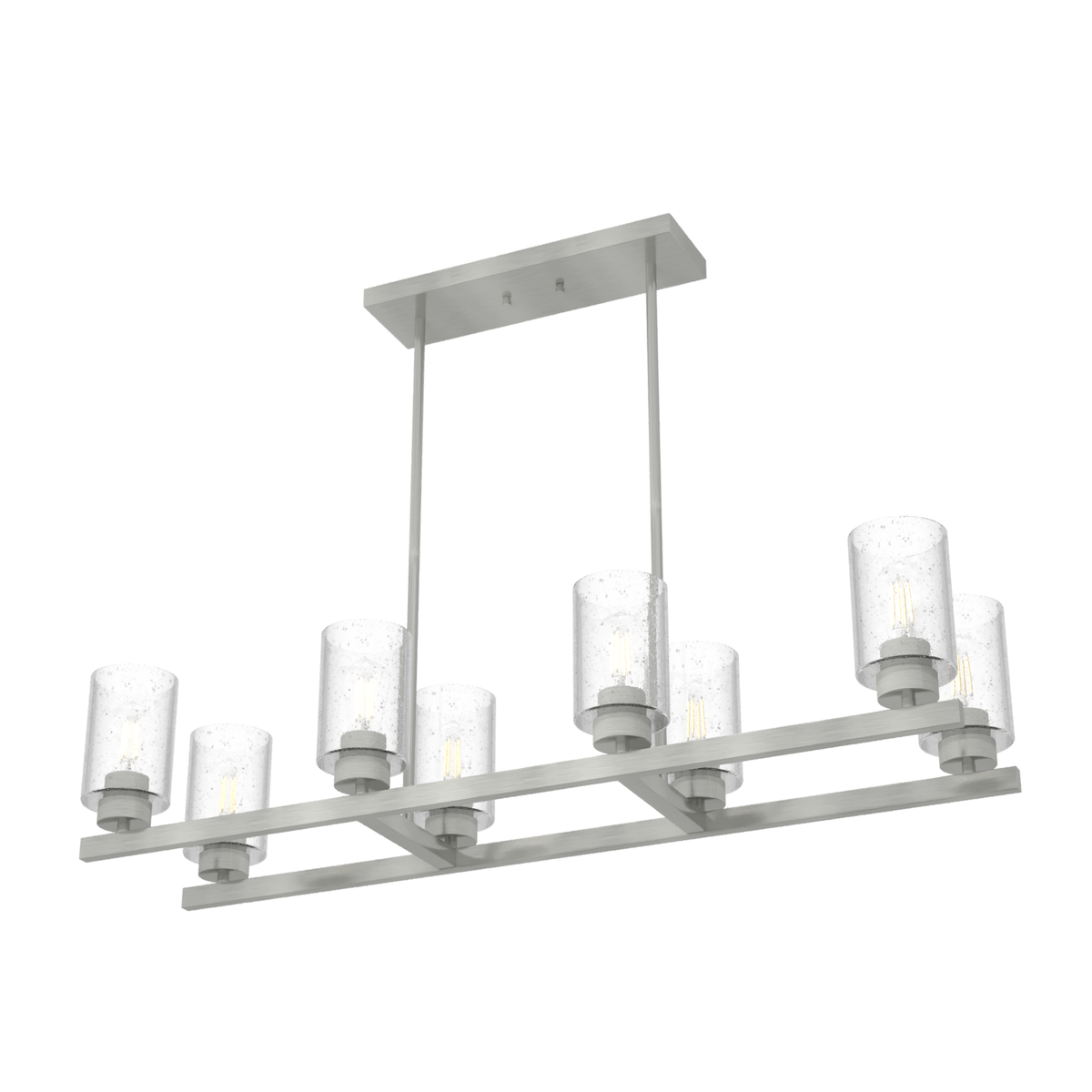 Hartland 40-inch 8-light Brushed Nickel Linear Chandelier with Seeded Glass