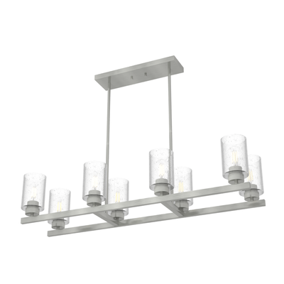 Hartland 40-inch 8-light Brushed Nickel Linear Chandelier with Seeded Glass