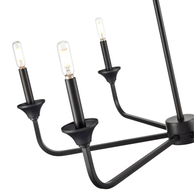 23'' Herring Matte Black 6 Light Chandelier