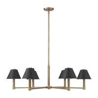 Mcgill 40-inch 6-light Natural Brass Chandelier with Matte Black and Gold Metal Shades