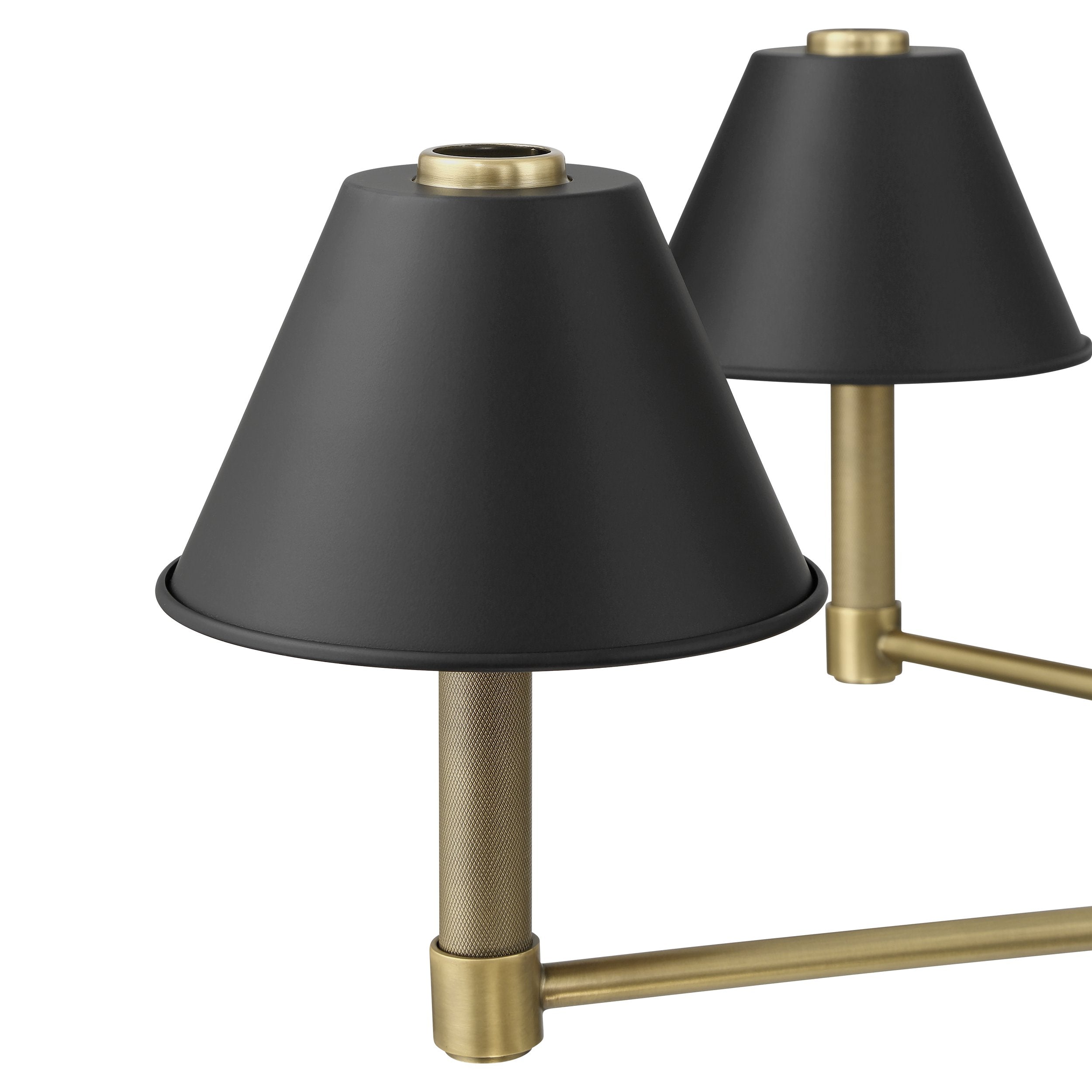 Mcgill 40-inch 6-light Natural Brass Chandelier with Matte Black and Gold Metal Shades