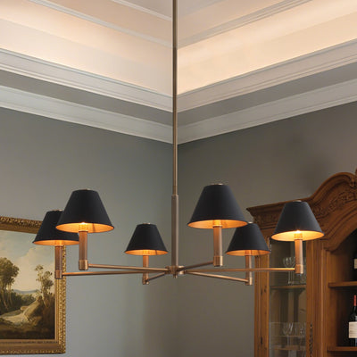 Mcgill 40-inch 6-light Natural Brass Chandelier with Matte Black and Gold Metal Shades