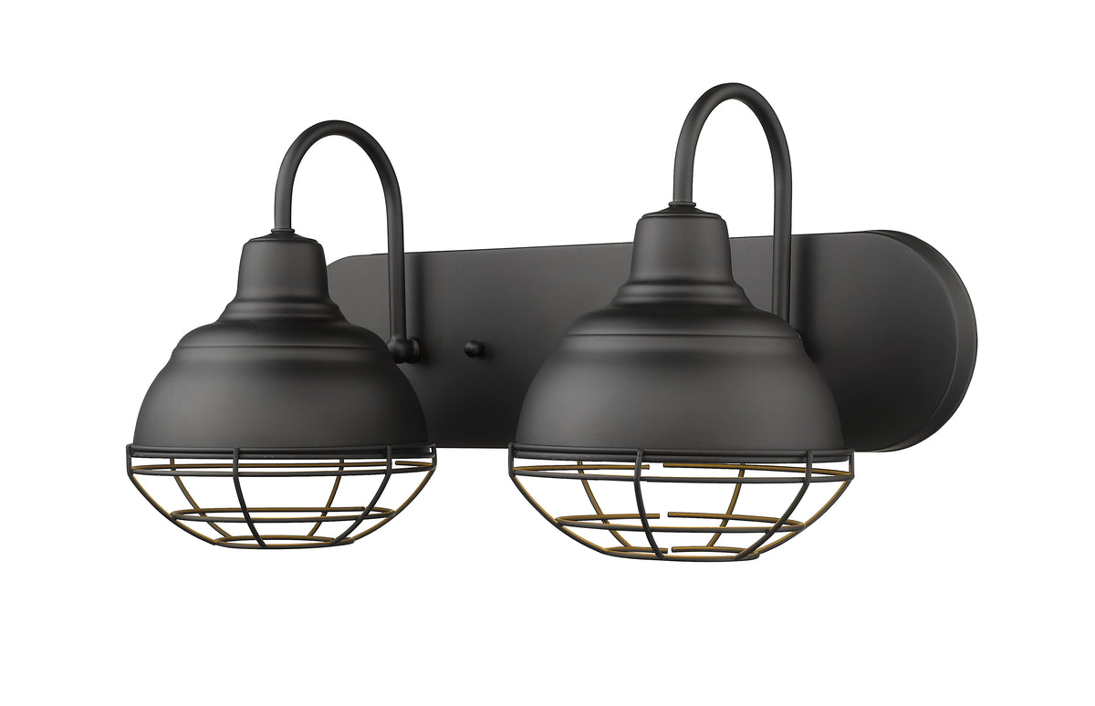 18'' Neo-Industrial Matte Black 2 Light Bath Vanity