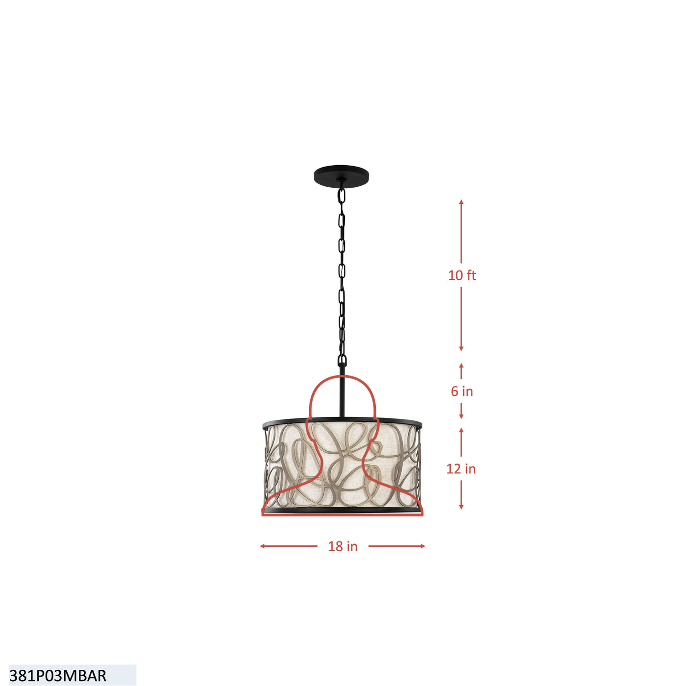 Scribble 3 Light Convertible Pendant/Semi-Flush