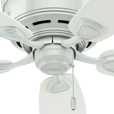 48 inch Sea Wind White Low Profile Damp Rated Ceiling Fan and Pull Chain