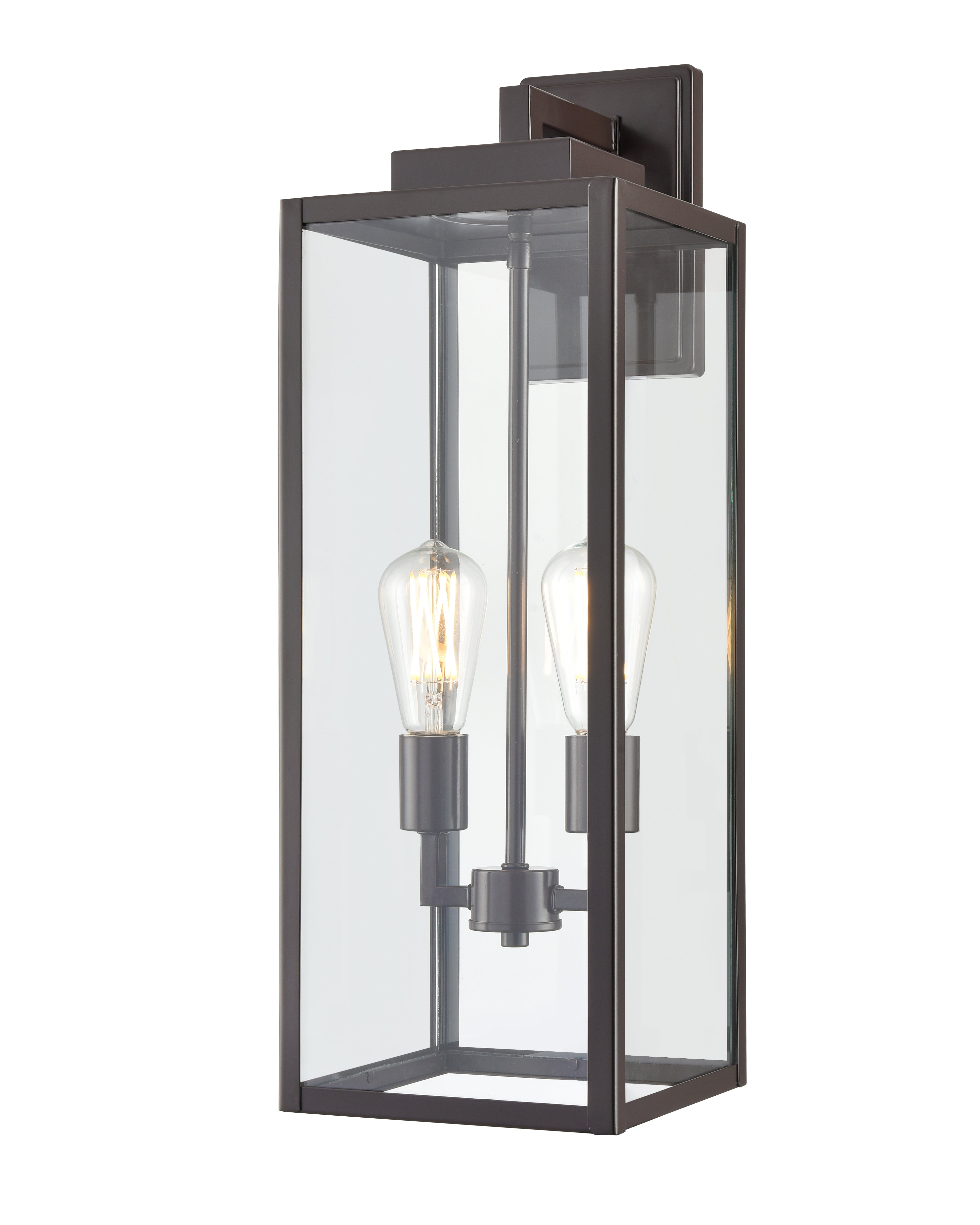 8'' Atless Powder Coated Bronze 2 Light Lantern