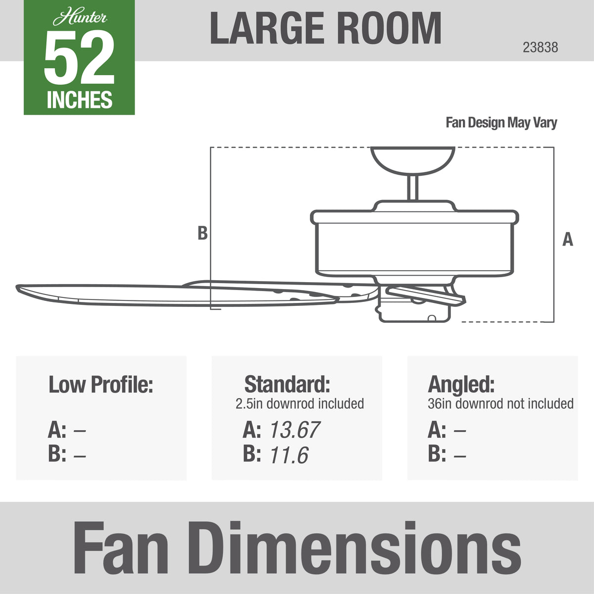 52 inch Original Matte Black Damp Rated Ceiling Fan