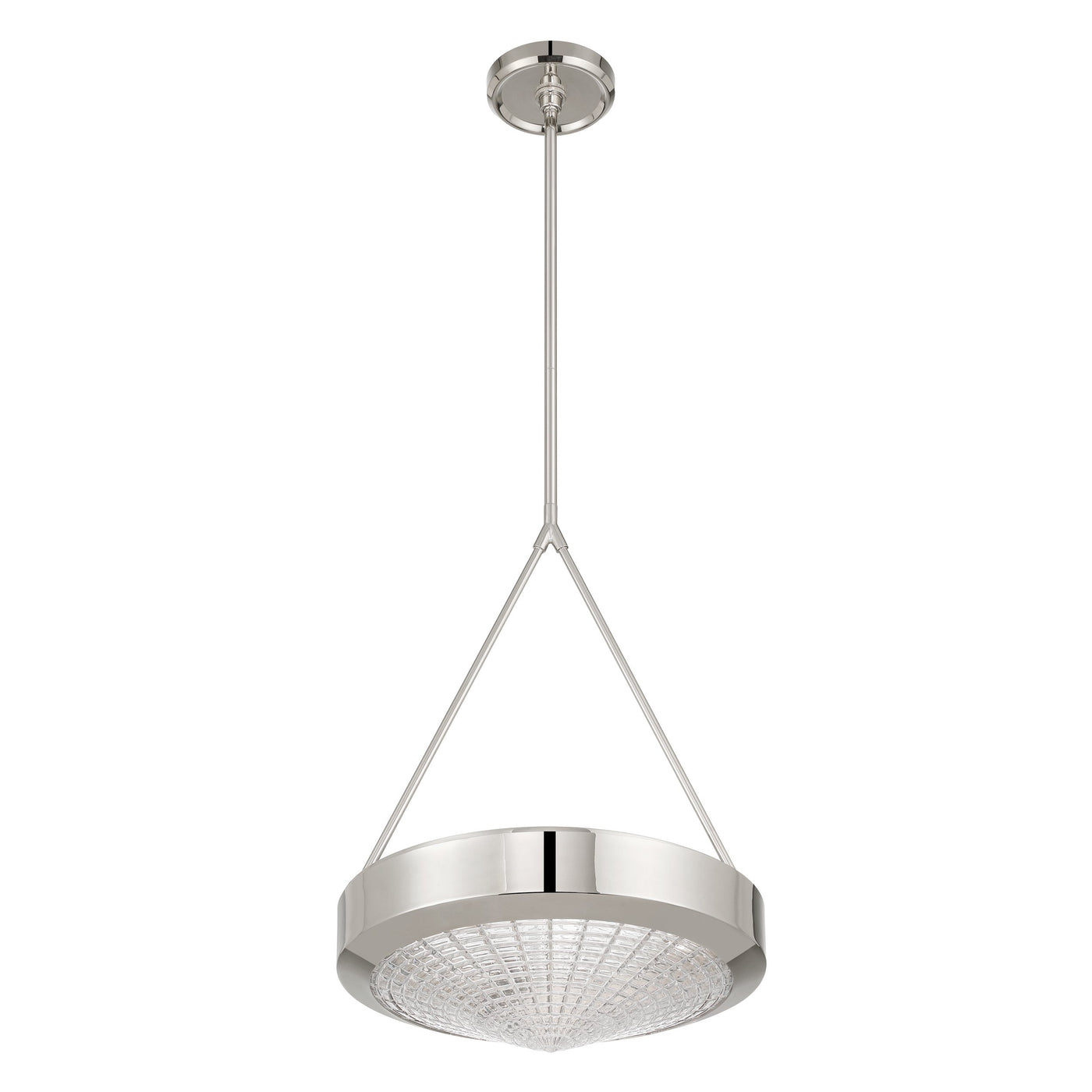Agate 15-inch 3-light Polished Nickel Pendant Light with Clear Holophane Glass Shade