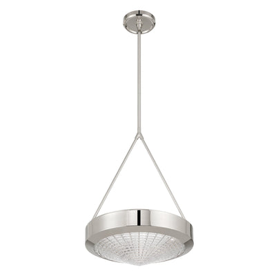 Agate 15-inch 3-light Polished Nickel Pendant Light with Clear Holophane Glass Shade