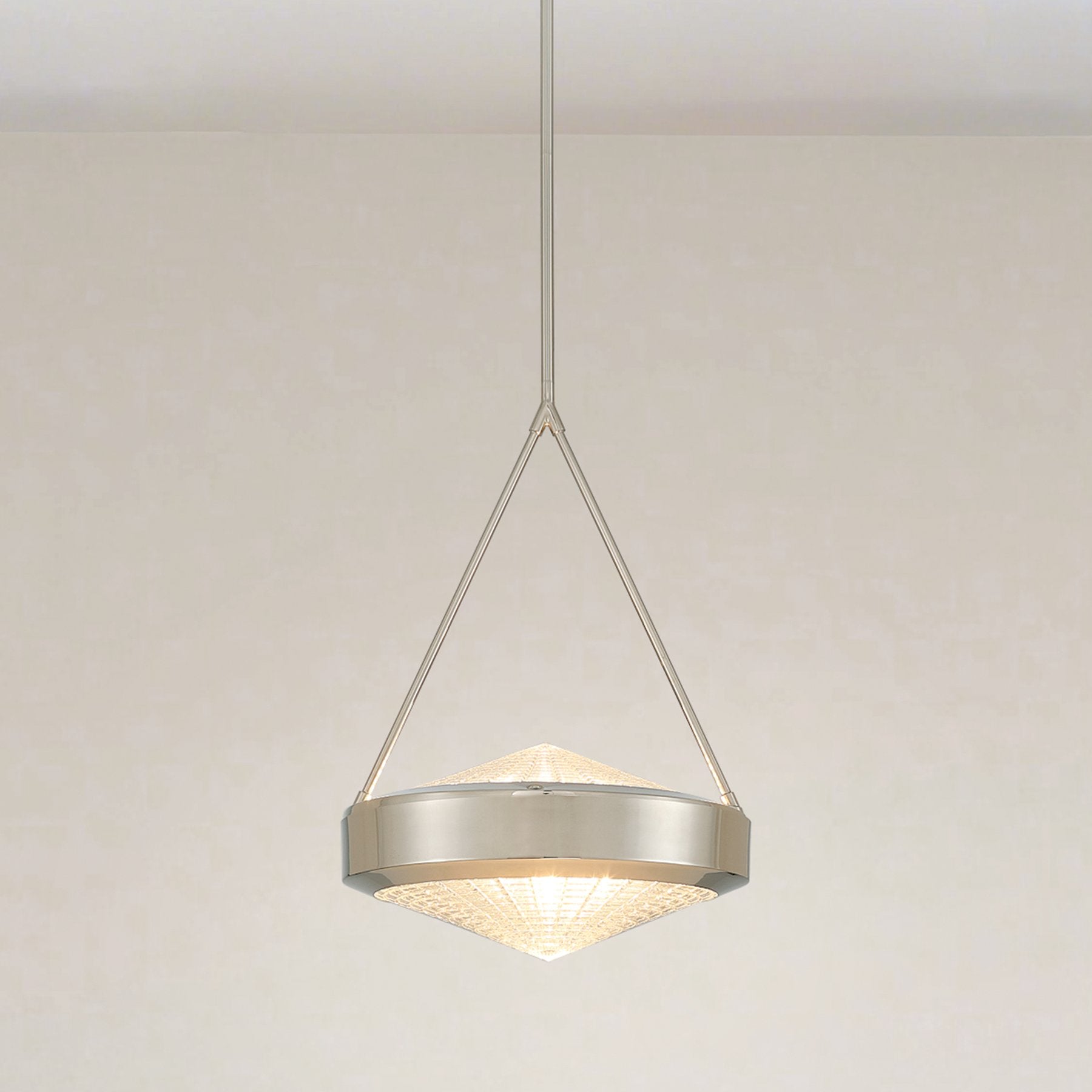 Agate 15-inch 3-light Polished Nickel Pendant Light with Clear Holophane Glass Shade