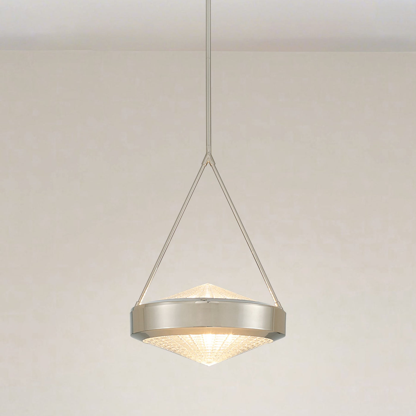 Agate 15-inch 3-light Polished Nickel Pendant Light with Clear Holophane Glass Shade