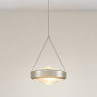 Agate 15-inch 3-light Polished Nickel Pendant Light with Clear Holophane Glass Shade