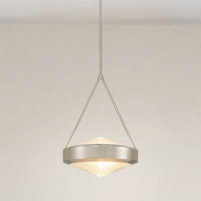 Agate 15-inch 3-light Polished Nickel Pendant Light with Clear Holophane Glass Shade