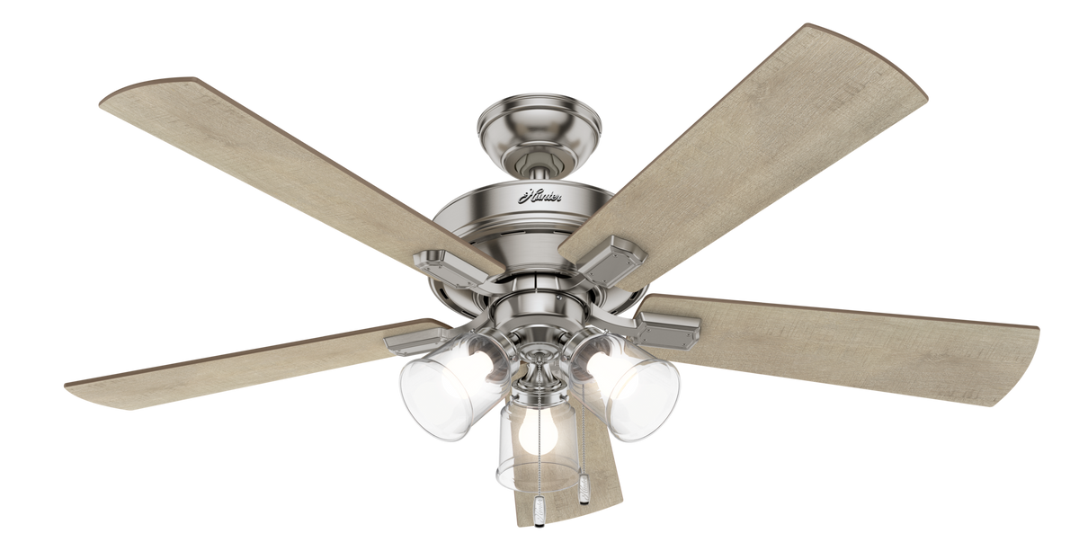 52 inch Crestfield Brushed Nickel Ceiling Fan with LED Light Kit and Pull Chain