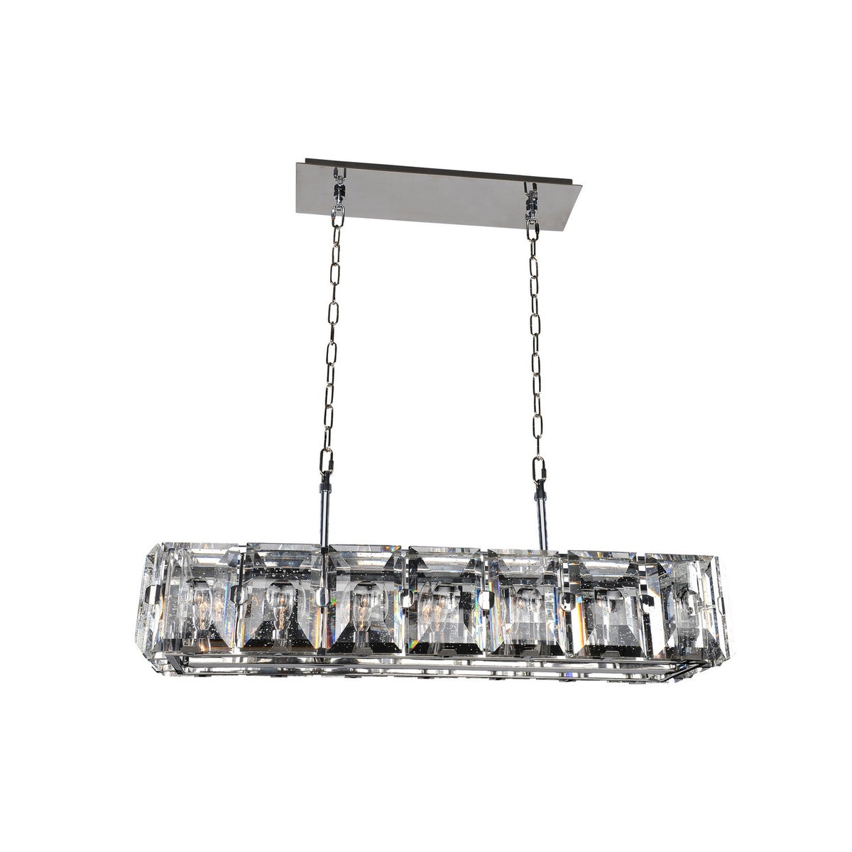 15'' Giada 7 Light Polished Stainless Steel Linear Pendant