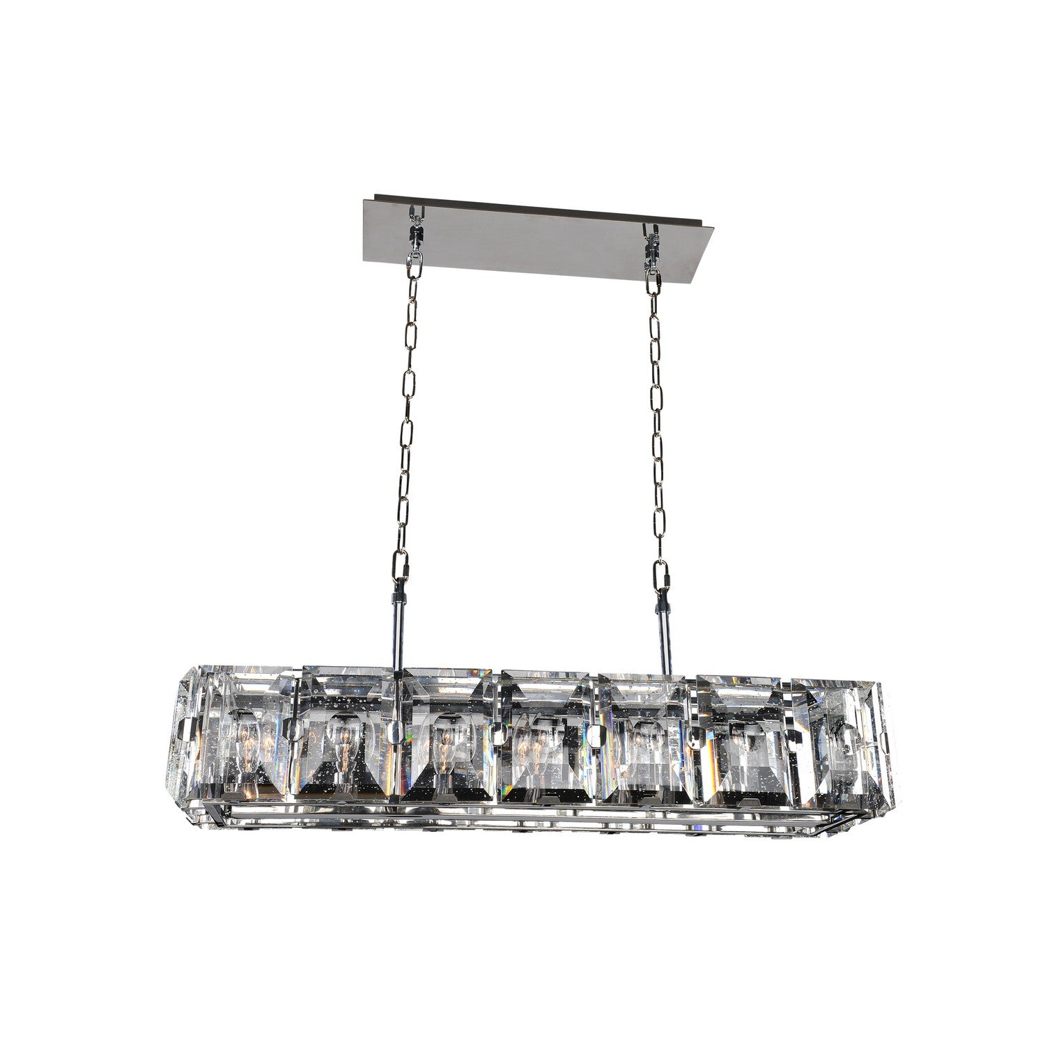 15'' Giada 7 Light Polished Stainless Steel Linear Pendant