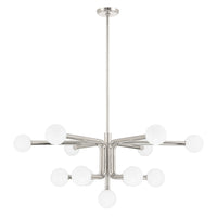 Stockholm 40-inch 13-light Polished Nickel Chandelier with Opal Glass Shades