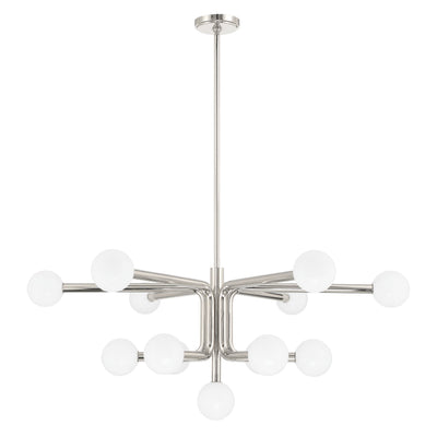 Stockholm 40-inch 13-light Polished Nickel Chandelier with Opal Glass Shades