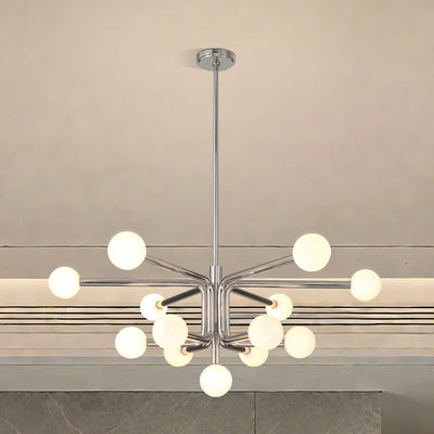 Stockholm 40-inch 13-light Polished Nickel Chandelier with Opal Glass Shades