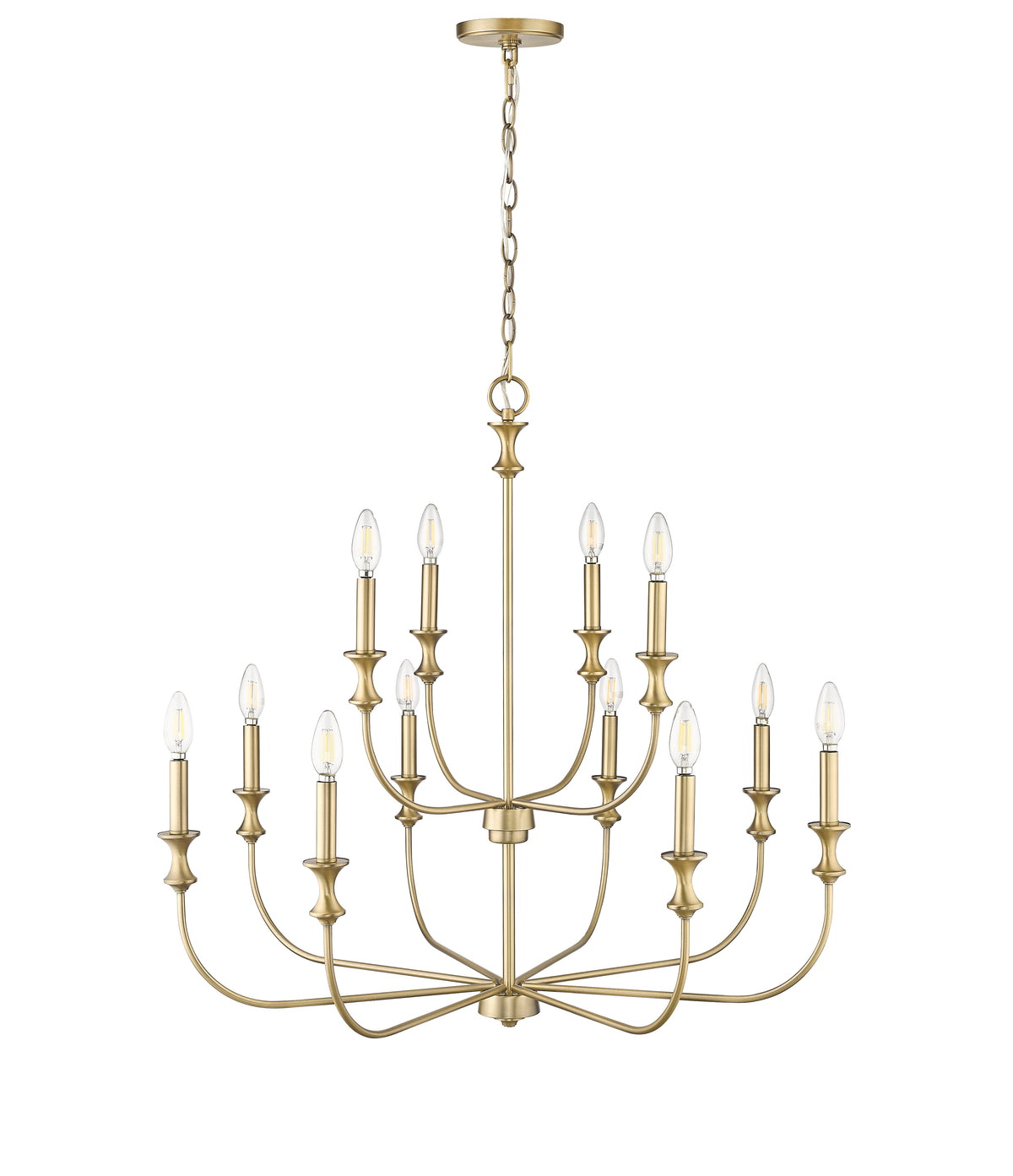 31.5'' Savanne Vintage Brass 12 Light Chandelier