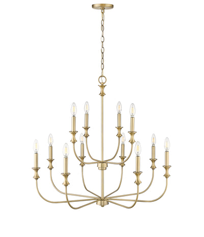 31.5'' Savanne Vintage Brass 12 Light Chandelier