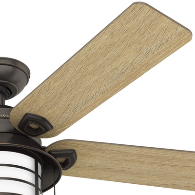 54 inch Key Biscayne Onyx Bengal Damp Rated Ceiling Fan with LED Light Kit and Pull Chain
