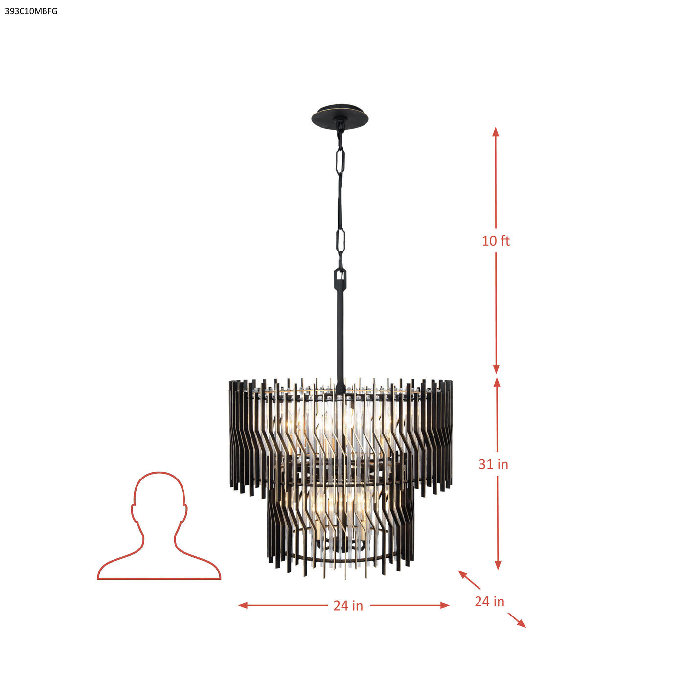 Park Row 10 Light 2-Tier Chandelier