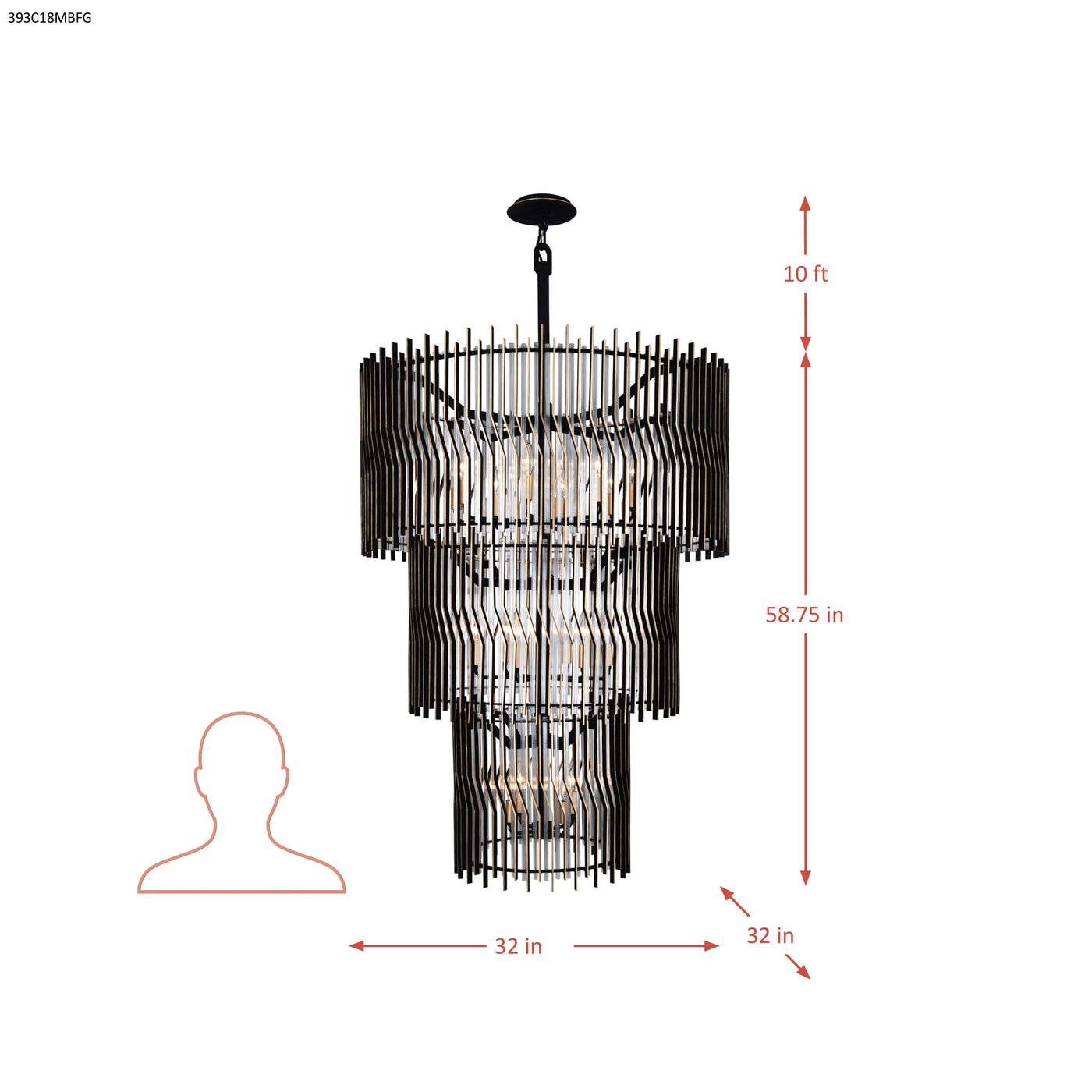 Park Row 18 Light 3-Tier Chandelier