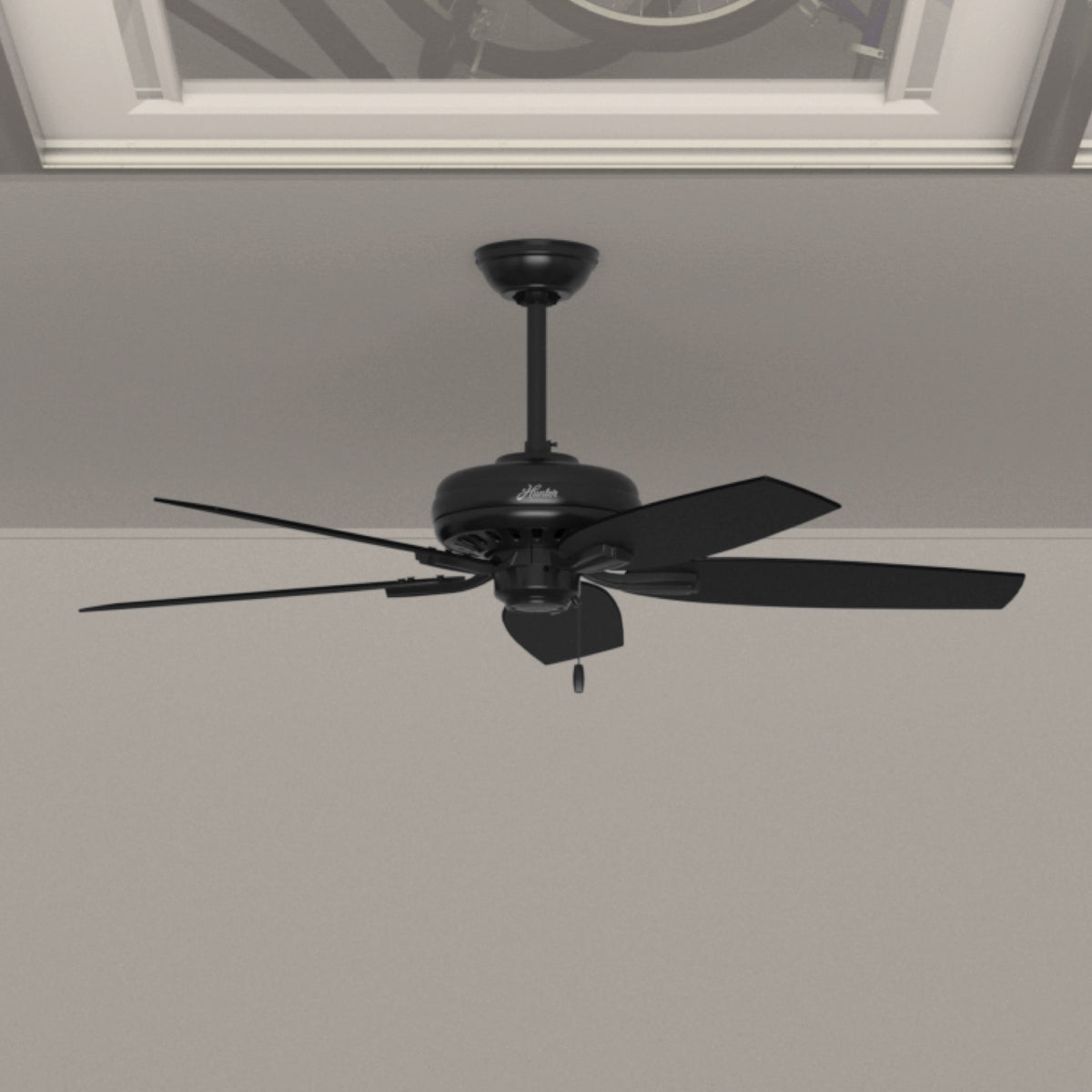 52 inch Newsome Matte Black Damp Rated Ceiling Fan and Pull Chain