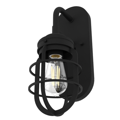 Starklake 14.5-inch 1-light Natural Black Iron Wall Sconce with Metal Shade