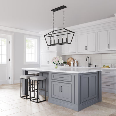 68'' Corona Matte Black 5 Light Linear Chandelier