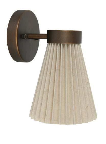 Amore 1 Light Bronze Linen Wall Sconce with Pleated Shade