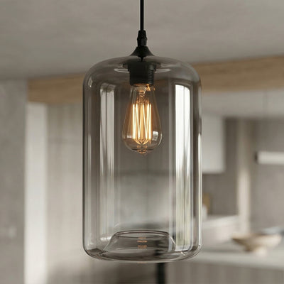 Glass 1 Light 7in Smoke Mini Pendant