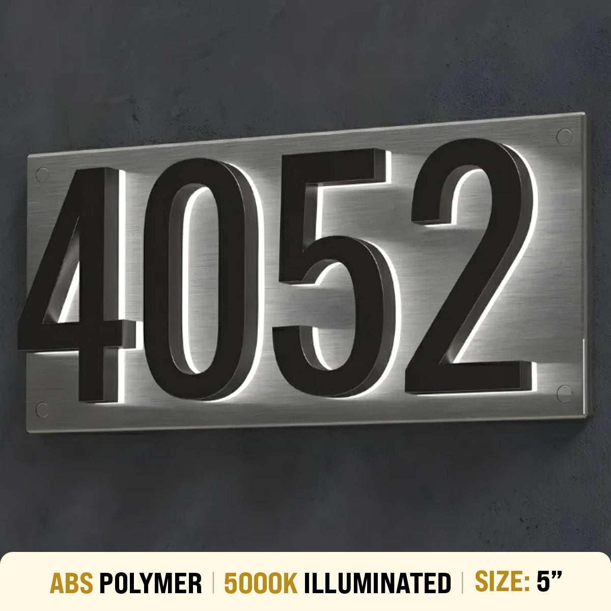 5 inch backlit house numbers - 5000k ABS Polymer - Waterproof