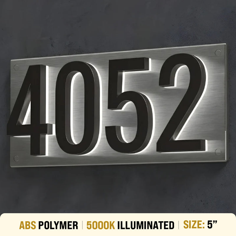 5 inch backlit house numbers 5000K ABS polymer