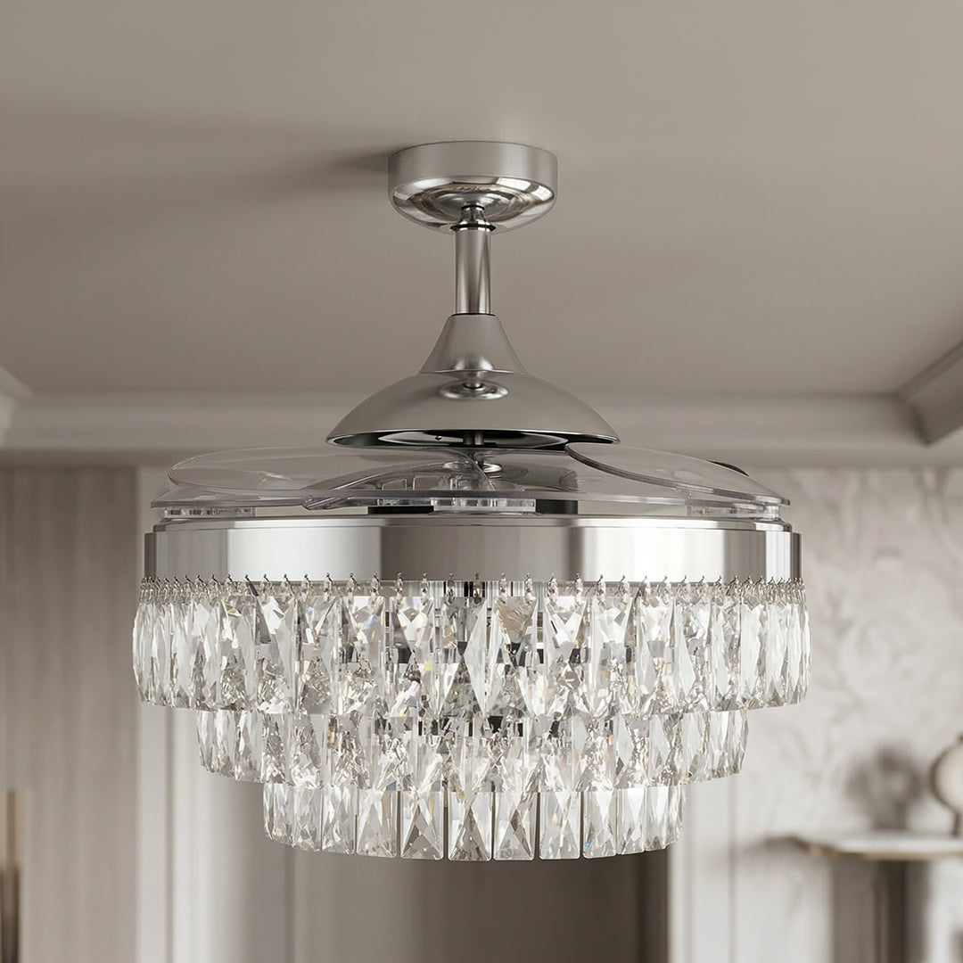 48 Inch Chrome Retractable Blade Ceiling Fan